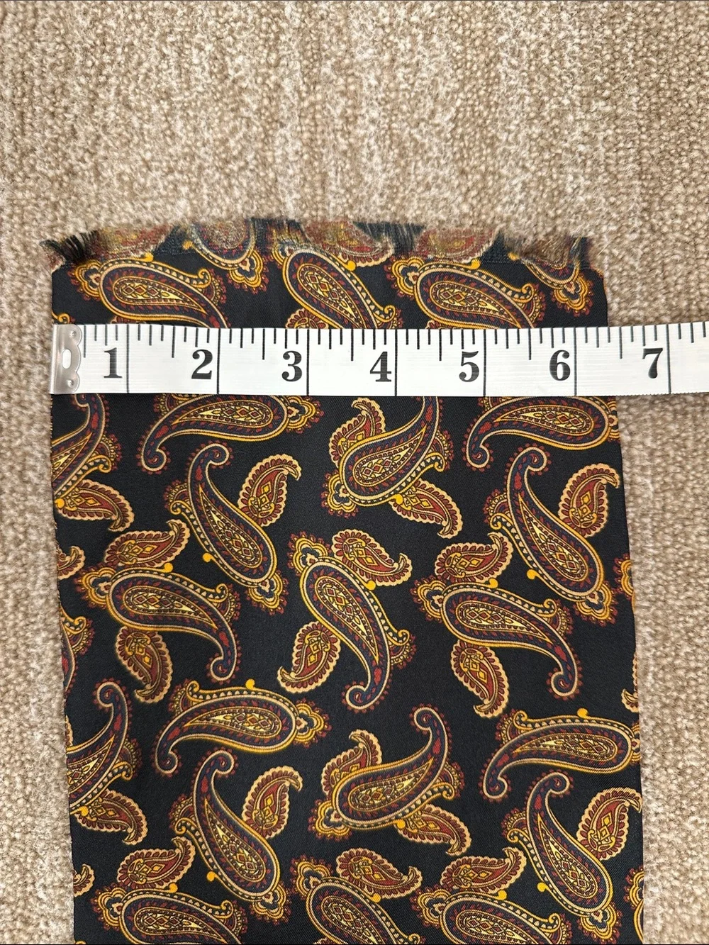 John Henric Sweden 100% Silk Black Paisley Frayed Edge Men Scarf 62X6.5